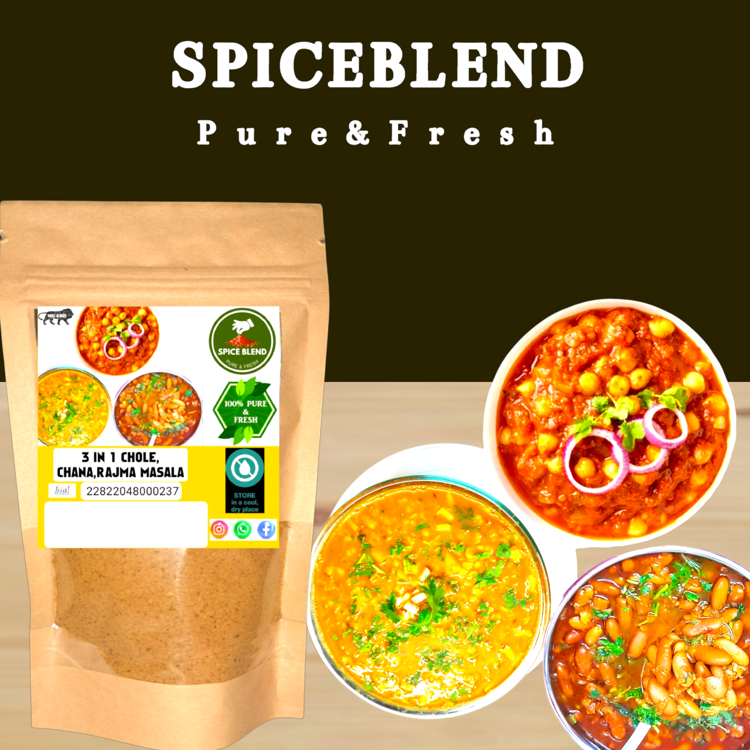 3-in-1 Chole, Chana, Rajma Masala (100g)