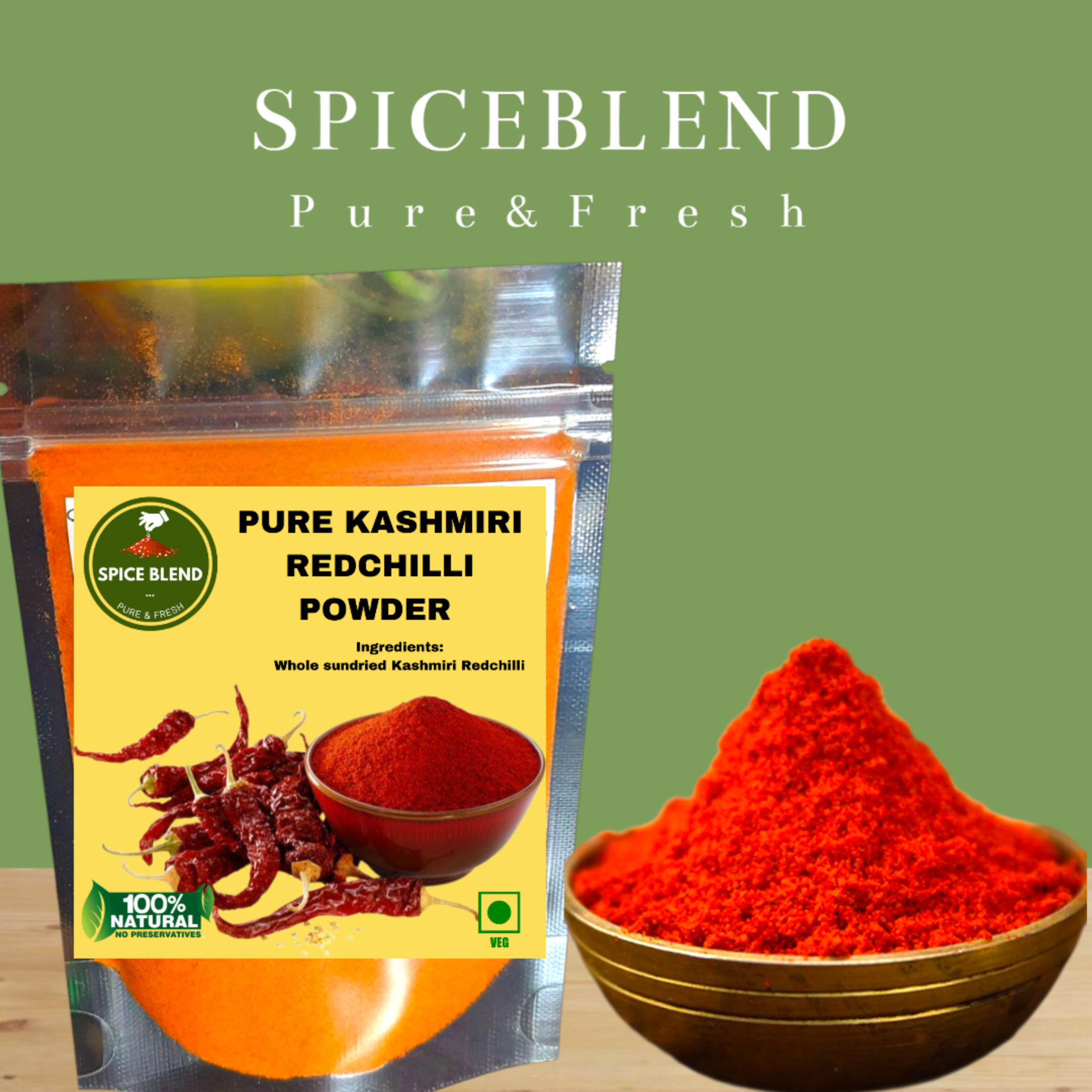 Pure Kashmiri Red Chilli Powder (200g)